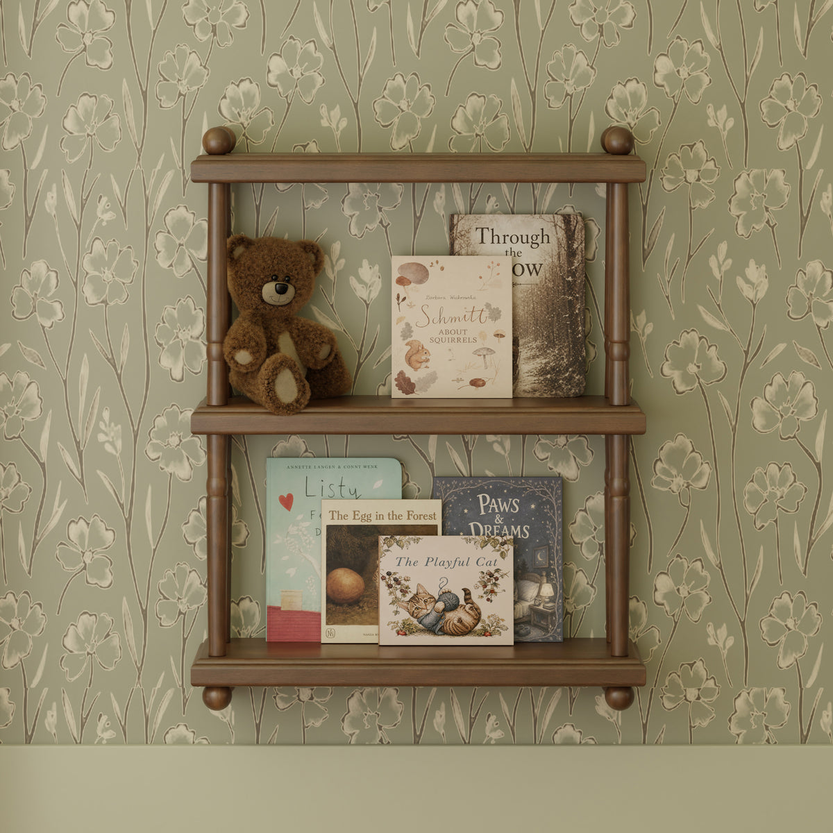 M7174NL,Namesake Kids,Liberty Tiered Wall Shelf in Natural Walnut