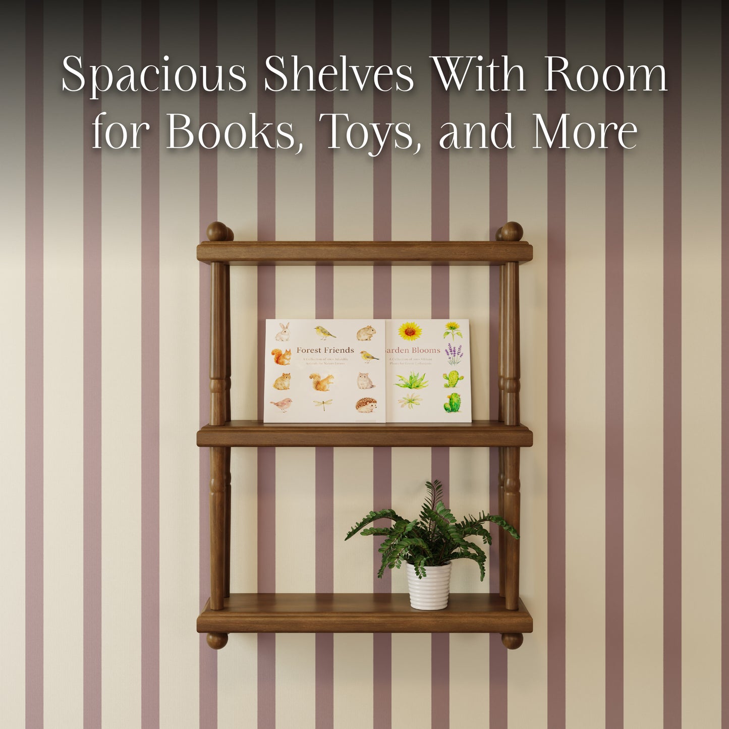 M7174NL,Namesake Kids,Liberty Tiered Wall Shelf in Natural Walnut