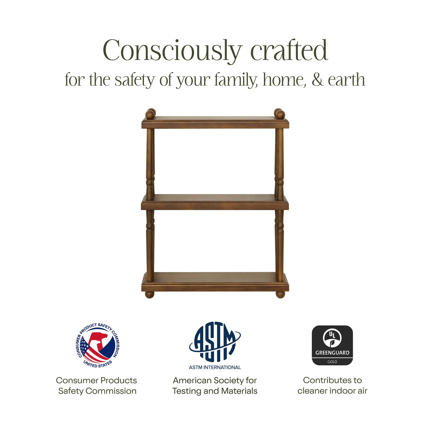 M7174NL,Namesake Kids,Liberty Tiered Wall Shelf in Natural Walnut