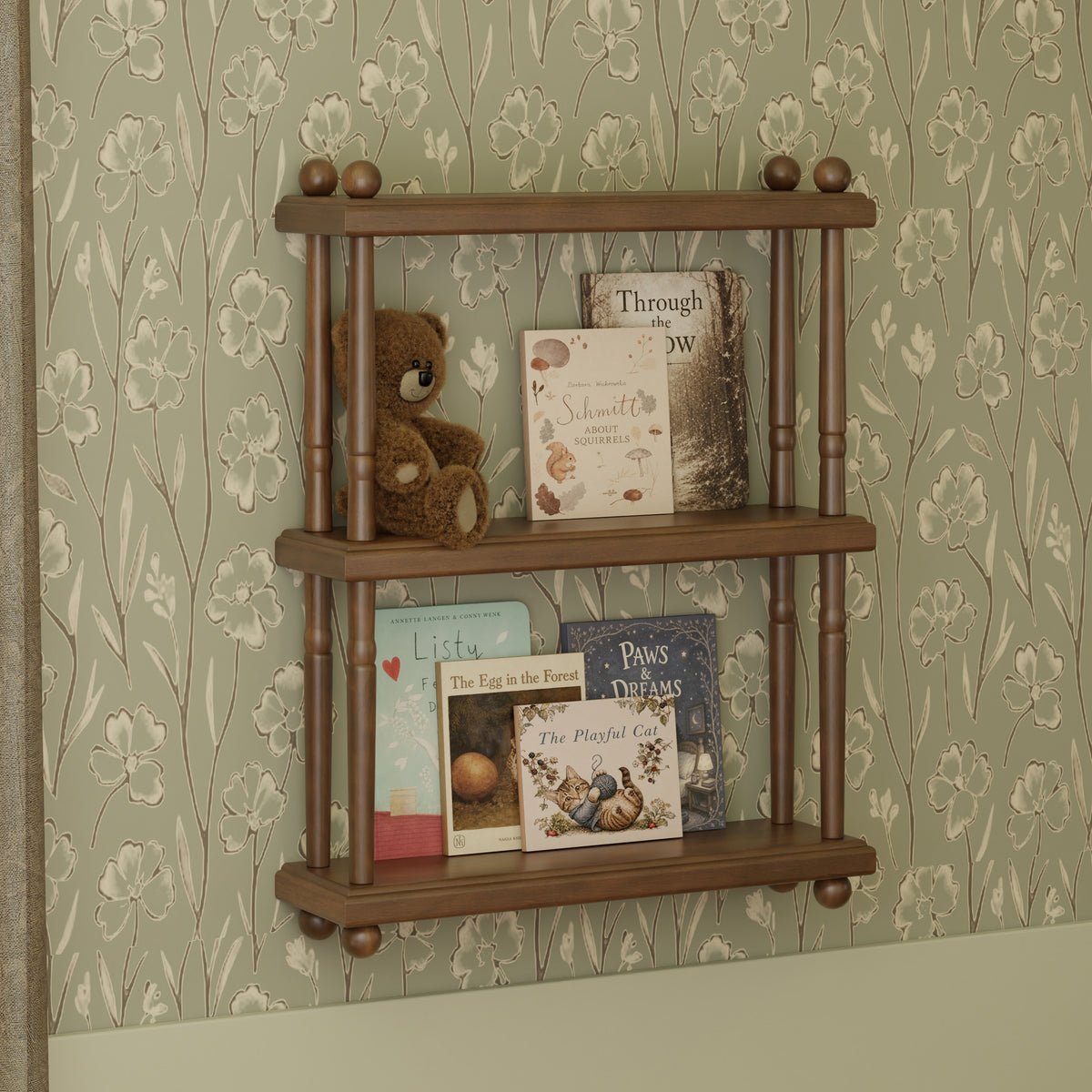M7174NL,Namesake Kids,Liberty Tiered Wall Shelf in Natural Walnut