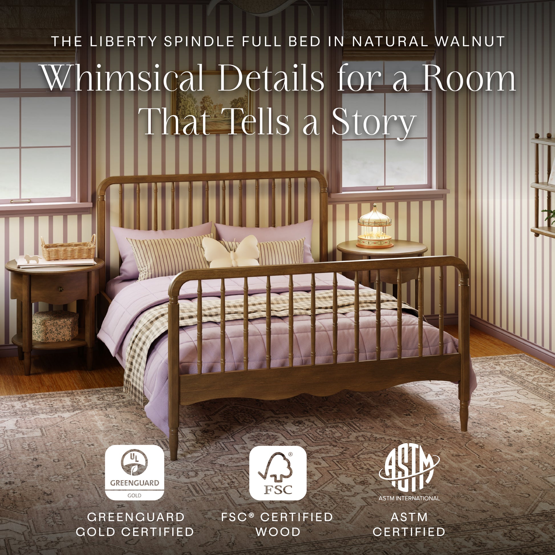M7196NL,Namesake Kids,Liberty Spindle Full Bed in Natural Walnut