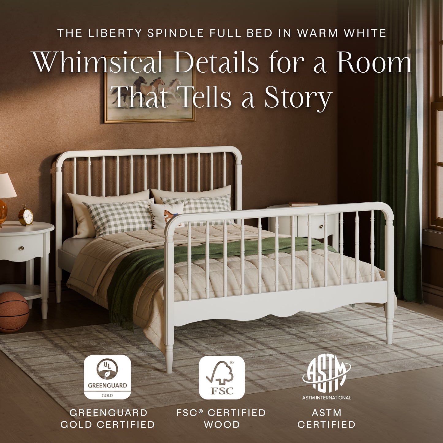 M7196RW,Namesake Kids,Liberty Spindle Full Bed in Warm White