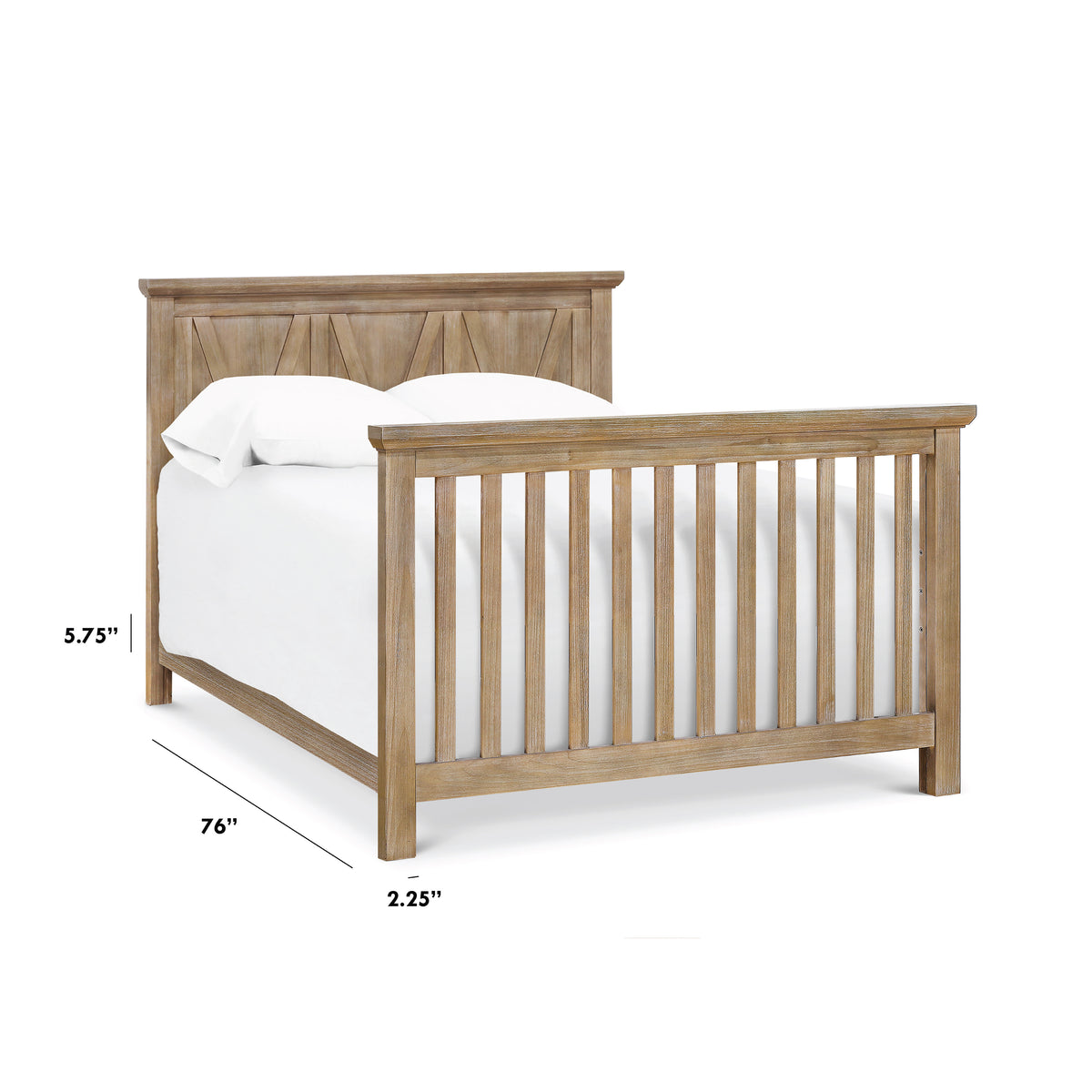 M7689DF,The MDB Family,Full Size Bed Conversion Kit in Driftwood