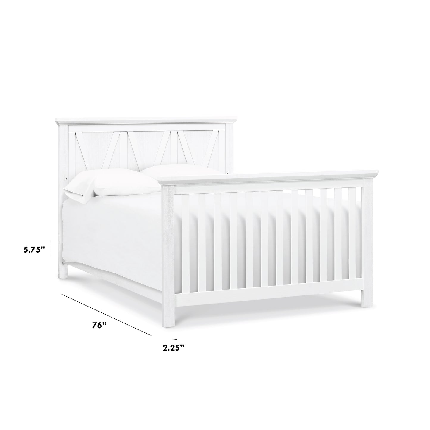 M7689LW,The MDB Family,Full Size Bed Conversion Kit in Linen White