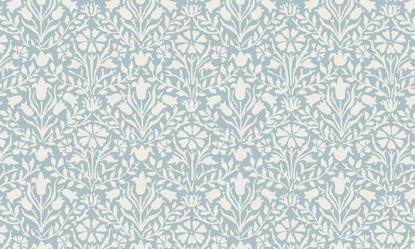 MDBFABRIC182,Namesake,Namesake - Bellflowers in Powdered Blue (BPB) SWATCH