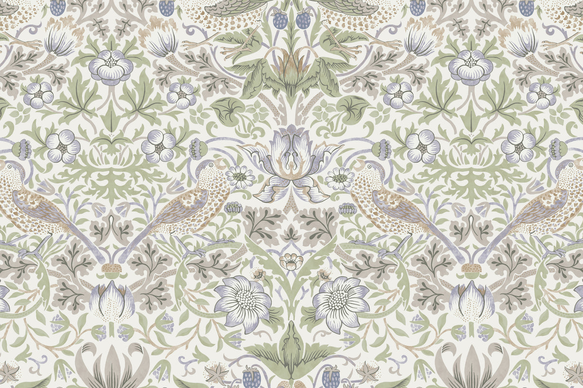 MDBFABRIC185,Namesake,Namesake - Strawberry Thief in Fig & Thyme (TTFT) SWATCH