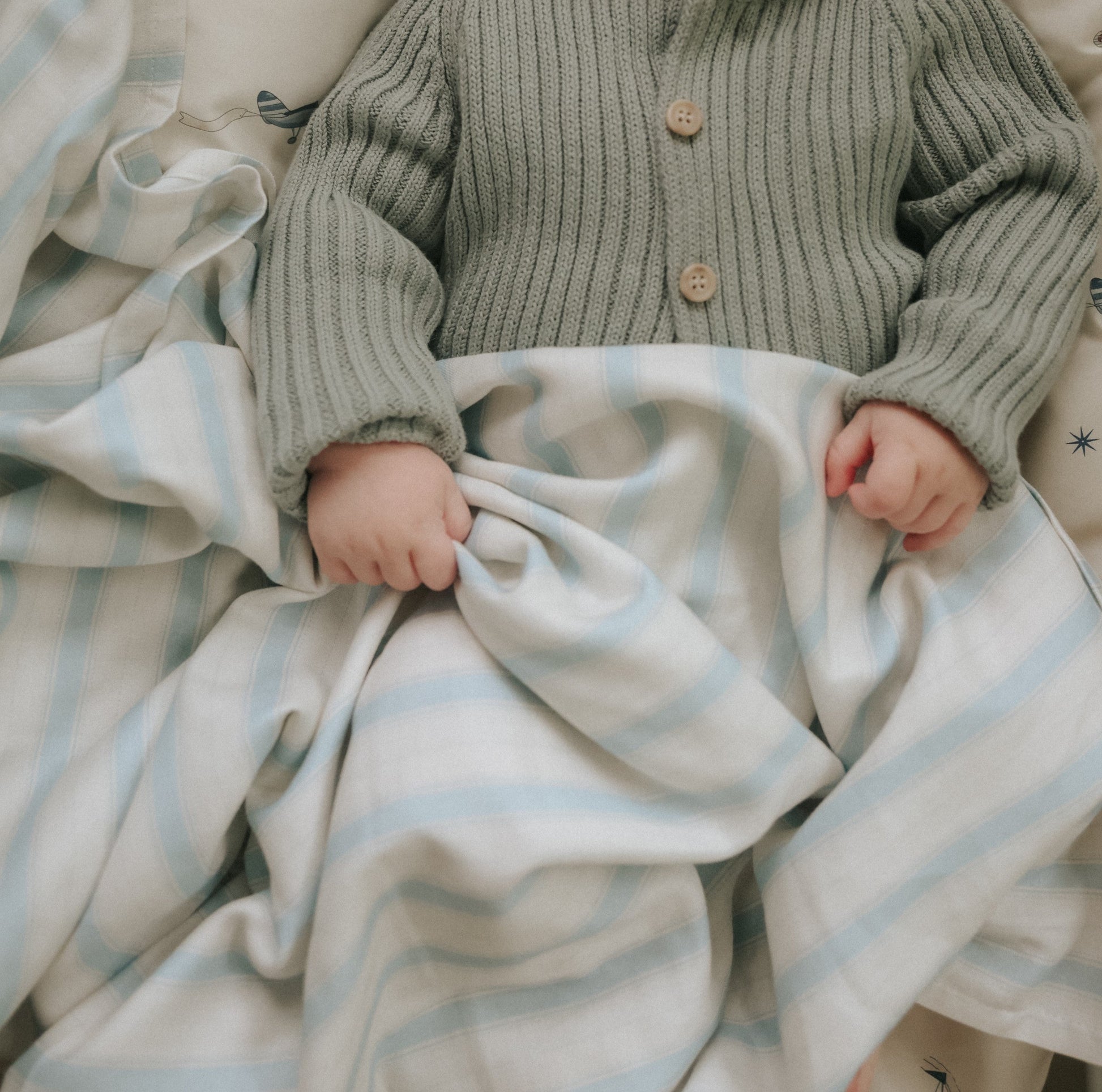 Gooslings Seaside Stripes Swaddle - Ocean