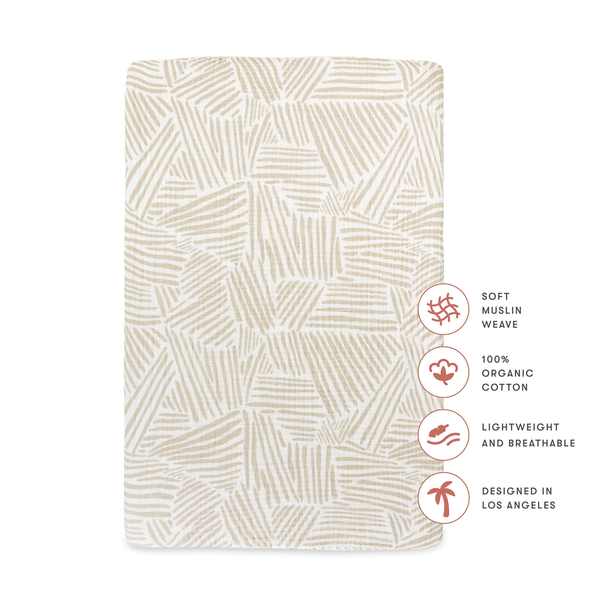 T29236,Babyletto,Oat Stripe Muslin Mini Crib Sheet in GOTS Certified Organic Cotton