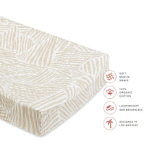 T29237,Babyletto,Oat Stripe Quilted Muslin Changing Pad Cover in GOTS Certified Organic Cotton