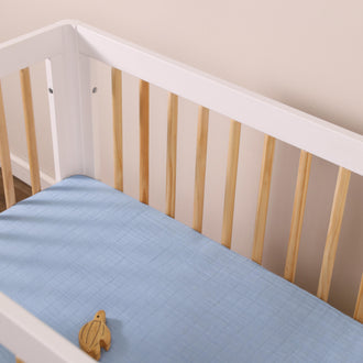T29636DP,Babyletto,Dewdrop Muslin Mini Crib Sheet in GOTS Certified Organic Cotton
