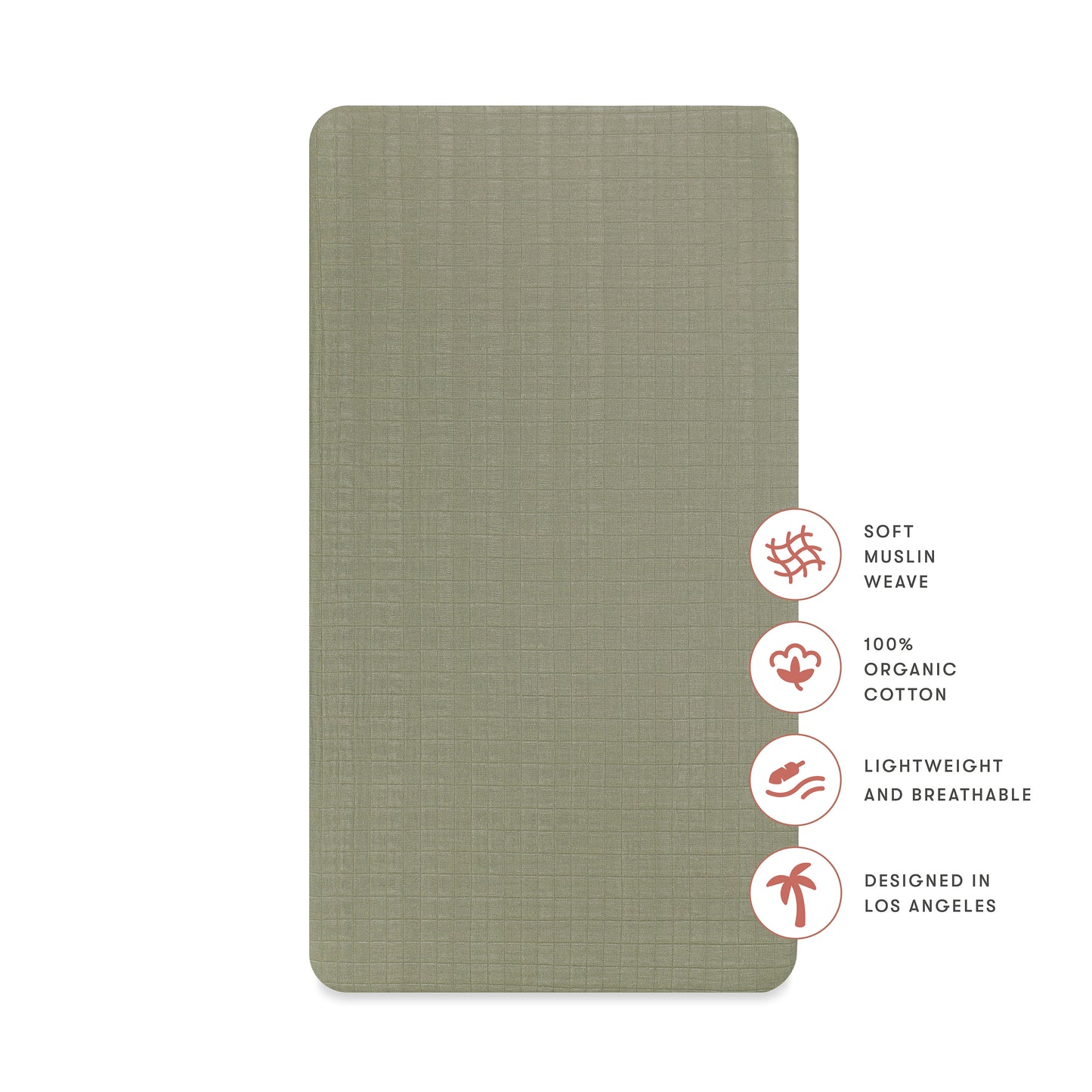 T29735MCA,Babyletto,Matcha Muslin Crib Sheet in GOTS Certified Organic Cotton