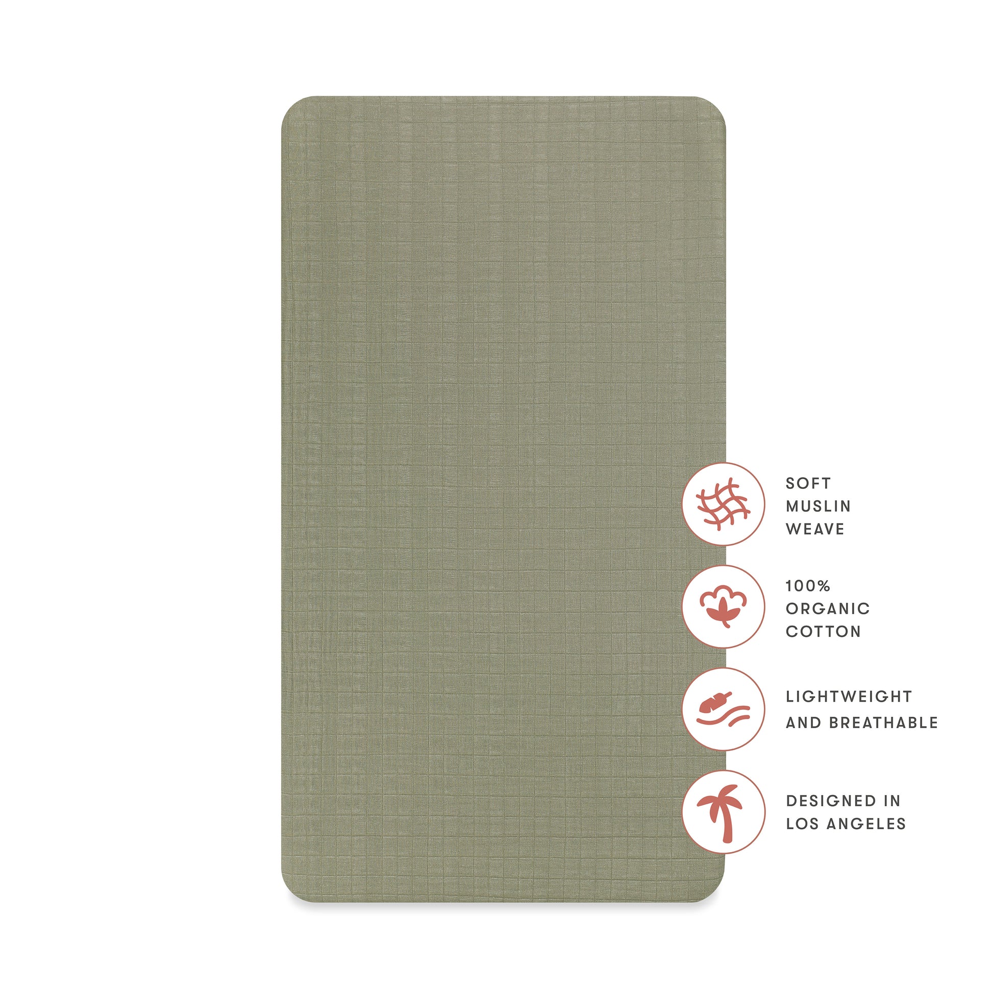 T29735MCA,Babyletto,Matcha Muslin Crib Sheet in GOTS Certified Organic Cotton
