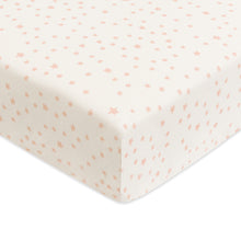 T31035IDS,Babyletto,Doodle Stars Organic Brushed Cotton Crib Sheet in Ivory with Dusty Rose Stars