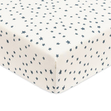T31035IVS,Babyletto,Doodle Stars Organic Brushed Cotton Crib Sheet in Ivory with Navy Stars