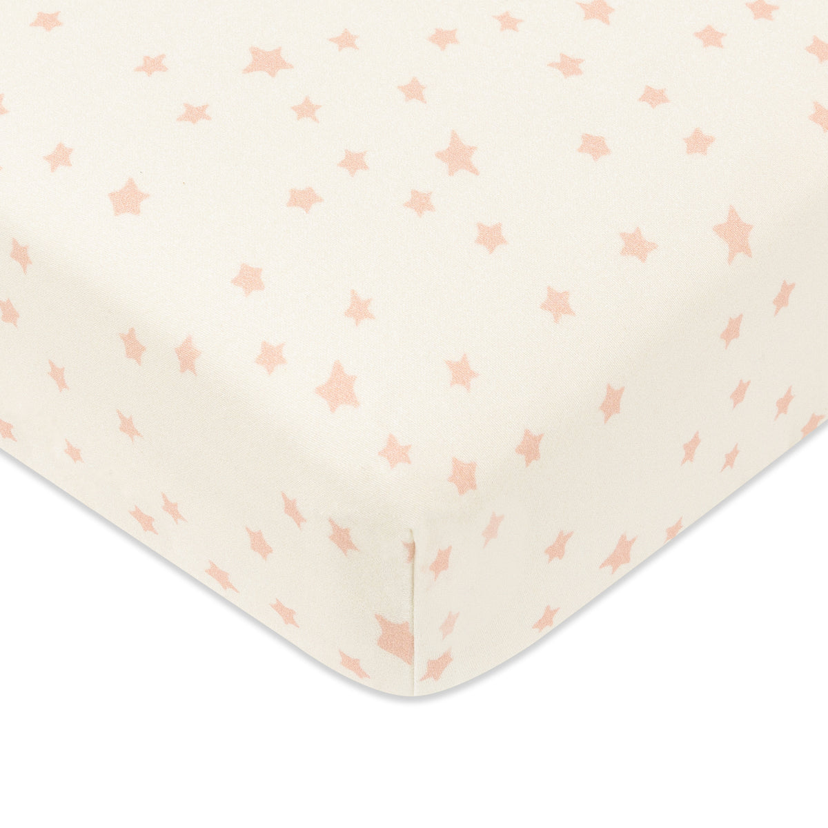T31036IDS,Babyletto,Doodle Stars Organic Brushed Cotton Mini CribSheet in Ivory with Dusty Rose Stars