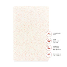 T31036IDS,Babyletto,Doodle Stars Organic Brushed Cotton Mini CribSheet in Ivory with Dusty Rose Stars