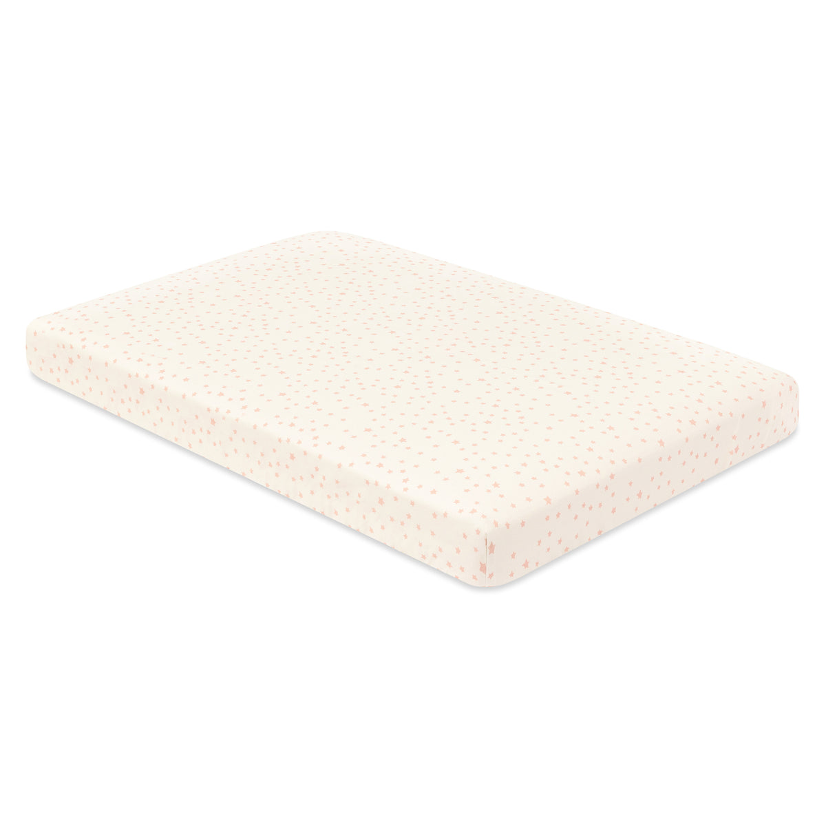 T31036IDS,Babyletto,Doodle Stars Organic Brushed Cotton Mini CribSheet in Ivory with Dusty Rose Stars