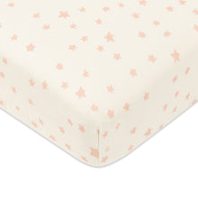 T31036IDS,Babyletto,Doodle Stars Organic Brushed Cotton Mini CribSheet in Ivory with Dusty Rose Stars