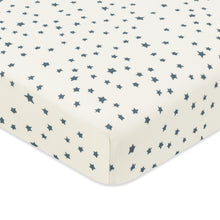 T31036IVS,Babyletto,Doodle Stars Organic Brushed Cotton Mini CribSheet in Ivory with Navy Stars