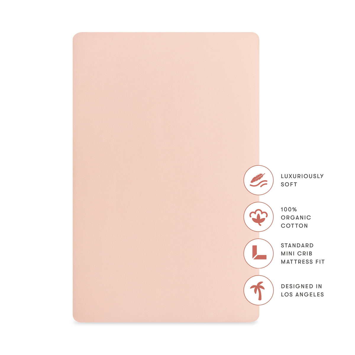 T32636DR,Babyletto,Organic Brushed Cotton Mini Crib Sheet in Dusty Rose