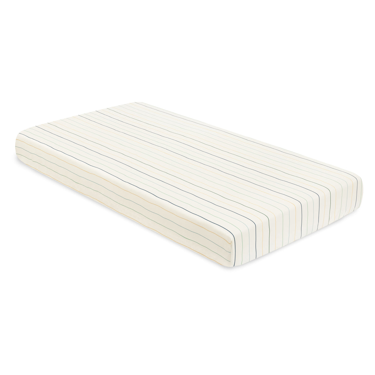 T33635ICS,Babyletto,Wonky Stripe Organic Brushed Cotton Crib Sheet in Ivory with Cool Multi-Color Stripes