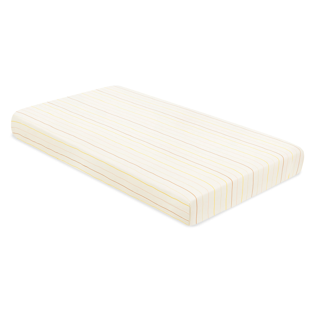 T33635IWS,Babyletto,Wonky Stripe Organic Brushed Cotton Crib Sheet in Ivory with Warm Multi-Color Stripes