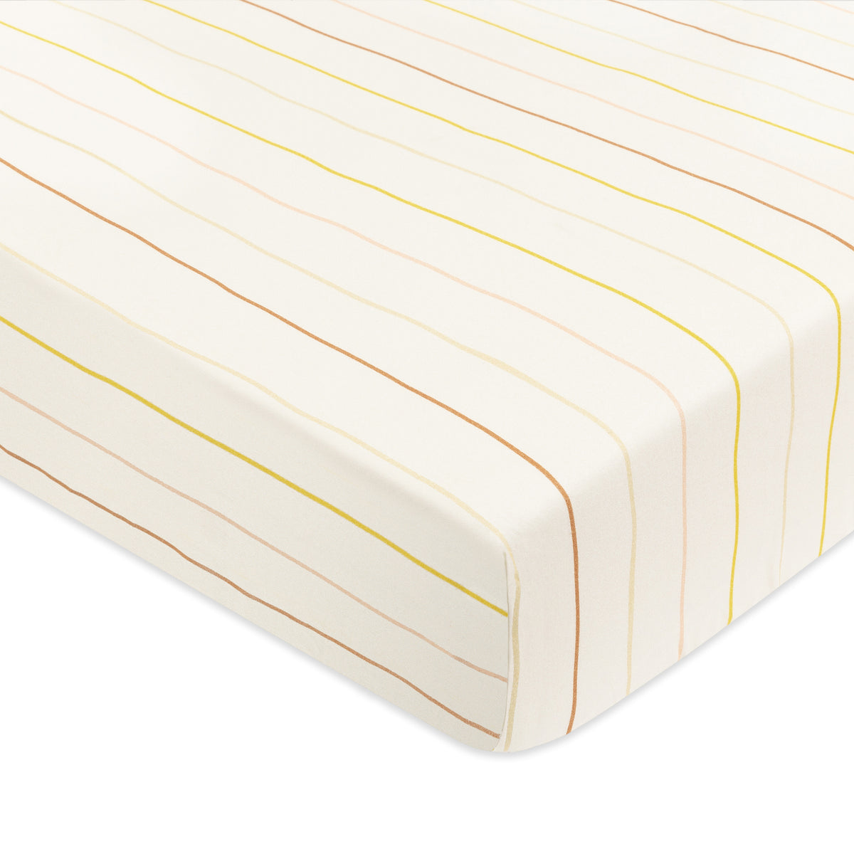 T33635IWS,Babyletto,Wonky Stripe Organic Brushed Cotton Crib Sheet in Ivory with Warm Multi-Color Stripes