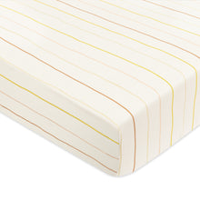 T33635IWS,Babyletto,Wonky Stripe Organic Brushed Cotton Crib Sheet in Ivory with Warm Multi-Color Stripes