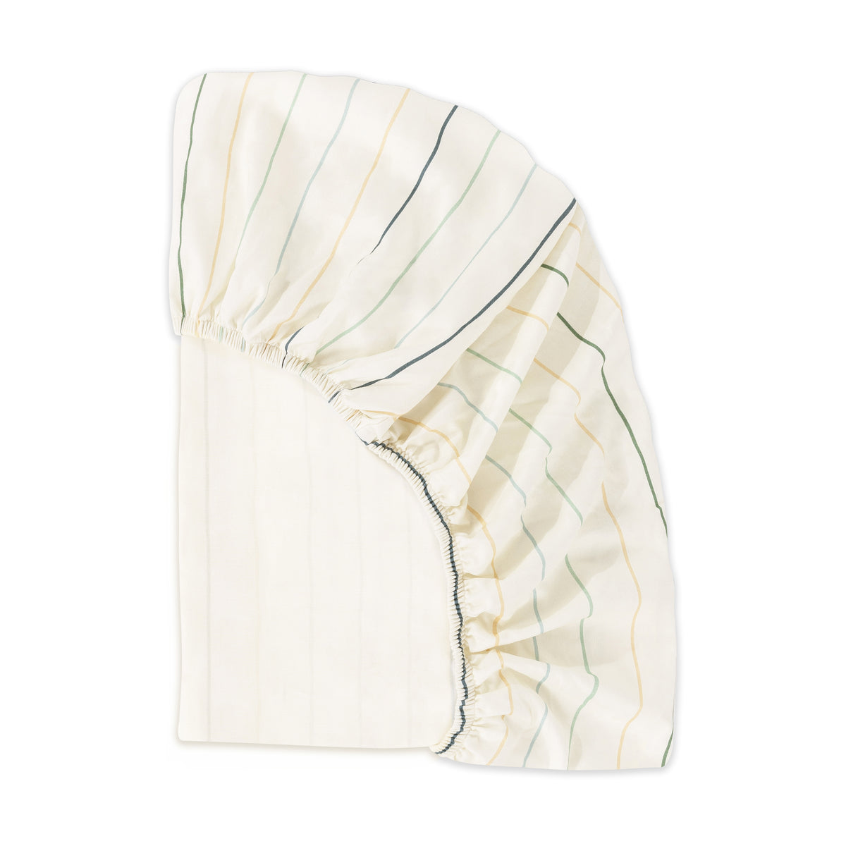 T33636ICS,Babyletto,Wonky Stripe Organic Brushed Cotton Mini CribSheet in Ivory with Cool Multi-Color Stripes