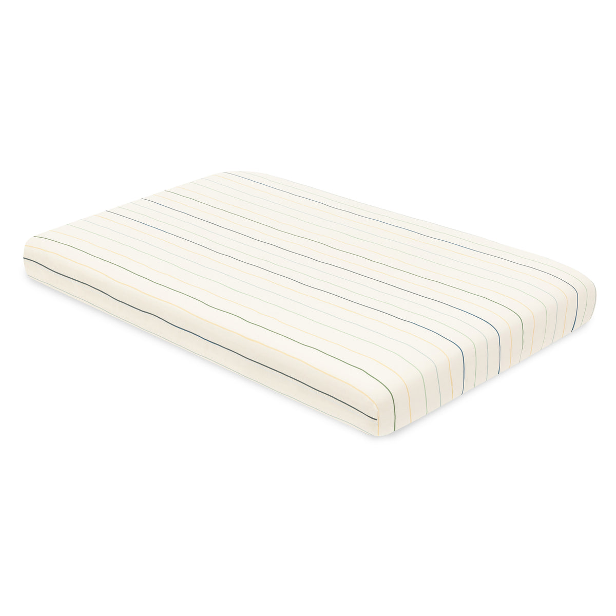 T33636ICS,Babyletto,Wonky Stripe Organic Brushed Cotton Mini CribSheet in Ivory with Cool Multi-Color Stripes