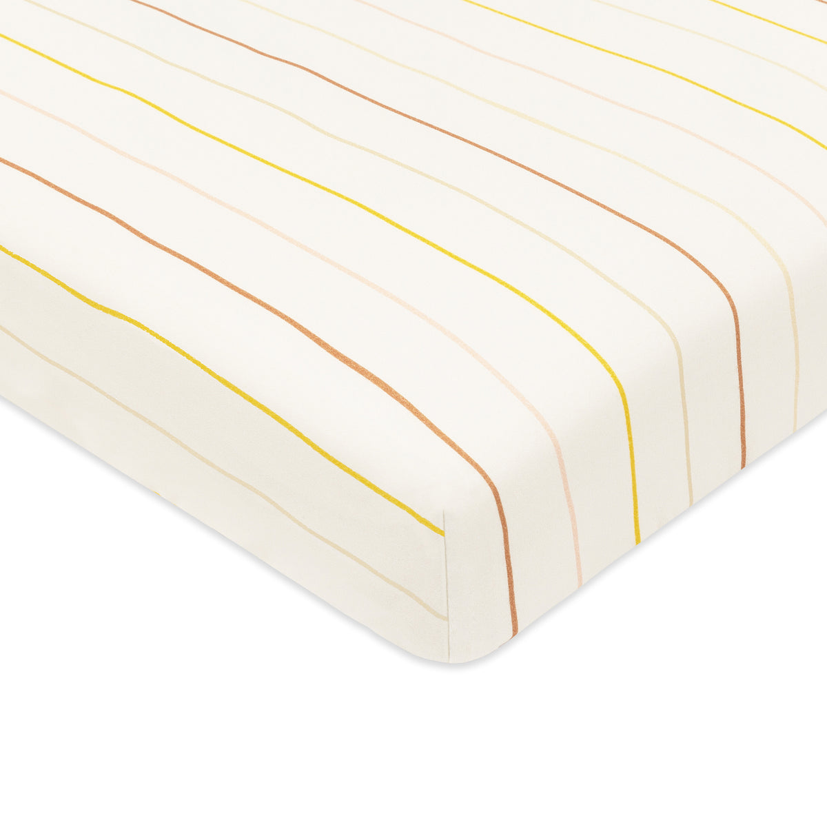 T33636IWS,Babyletto,Wonky Stripe Organic Brushed Cotton Mini CribSheet in Ivory with Warm Multi-Color Stripes