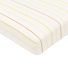 T33636IWS,Babyletto,Wonky Stripe Organic Brushed Cotton Mini CribSheet in Ivory with Warm Multi-Color Stripes