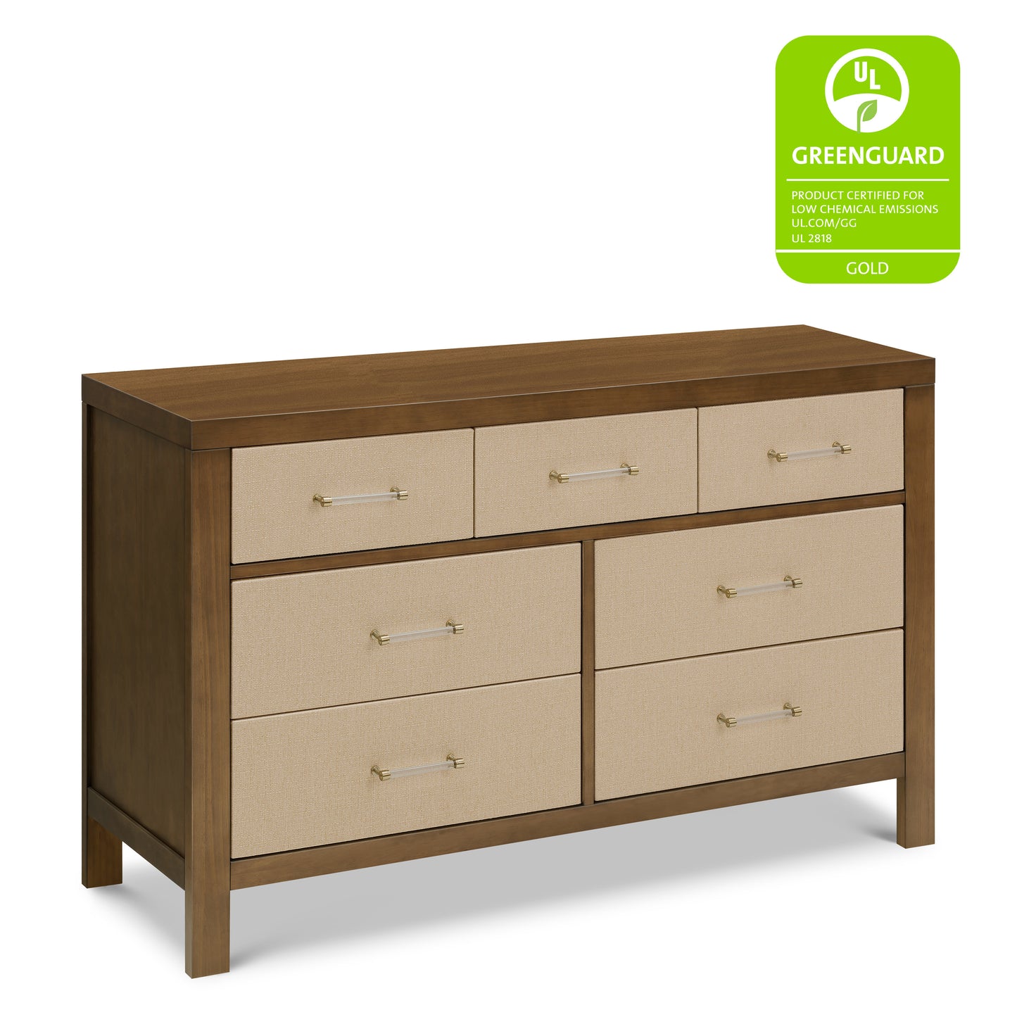 M24816NLPSEW,Namesake,Eloise 7-Drawer Assembled Dresser in Natural Walnut & Performance Sand Eco-Weave