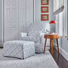 M21785BLT,Namesake,Sarah Flint x Namesake Crawford Gliding Ottoman in Blue Lattice Performance Eco-Weave