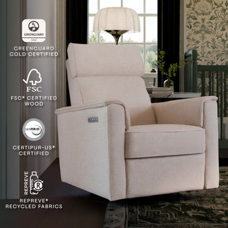 M17182PBEW,Namesake,Willa Pro Power Glider Recliner w/ Power Lumbar in Performance Beach Eco-Weave