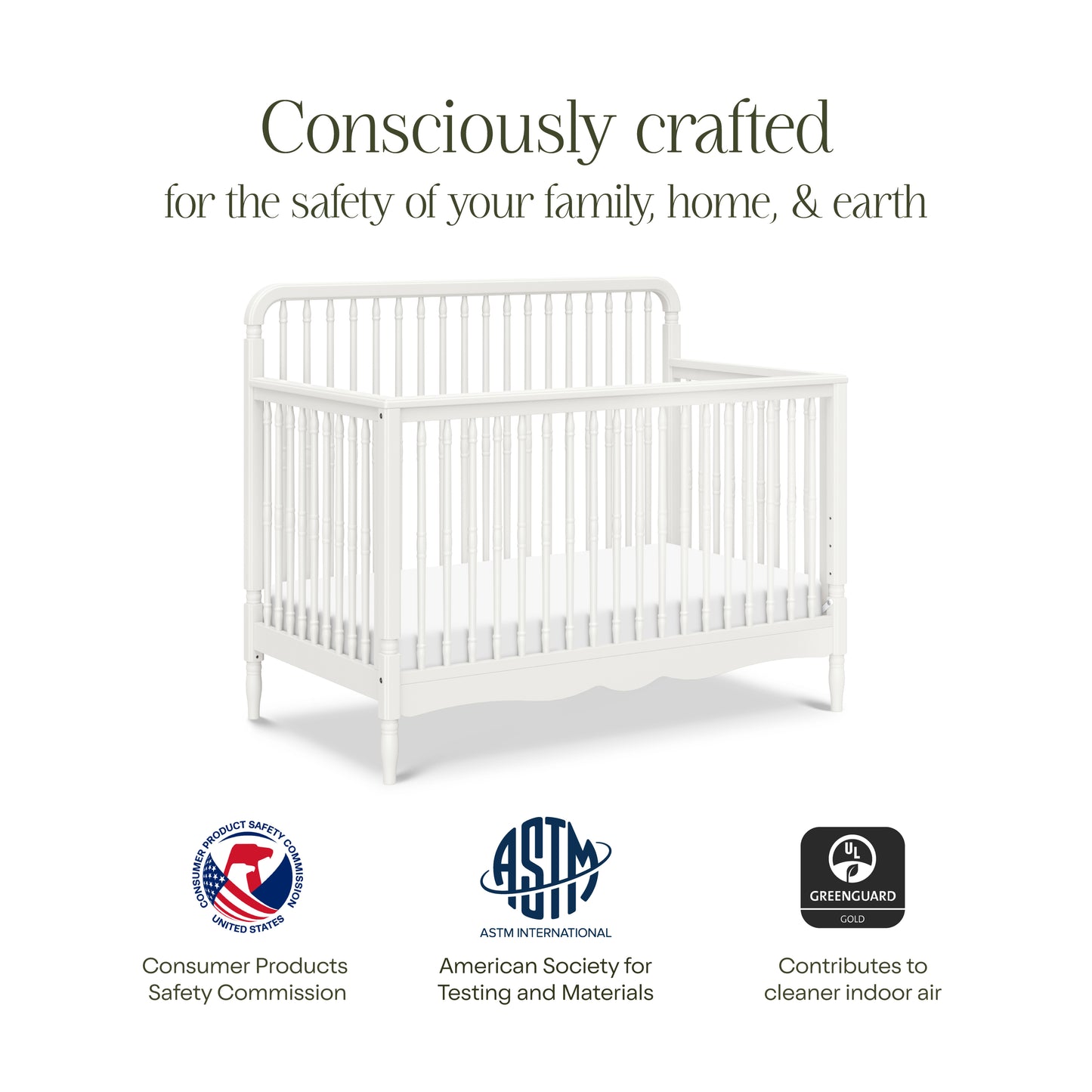 M7141RW,Namesake,Liberty 4-in-1 Convertible Spindle Crib in Warm White
