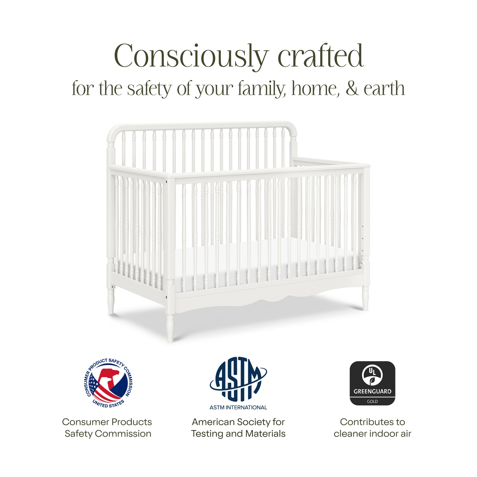 M7141RW,Namesake,Liberty 4-in-1 Convertible Spindle Crib in Warm White
