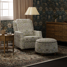 M22287TTFTDB,Namesake,Crewe Recliner and Swivel Glider in Strawberry Thief in Fig &Thyme w/Dark Wood Base