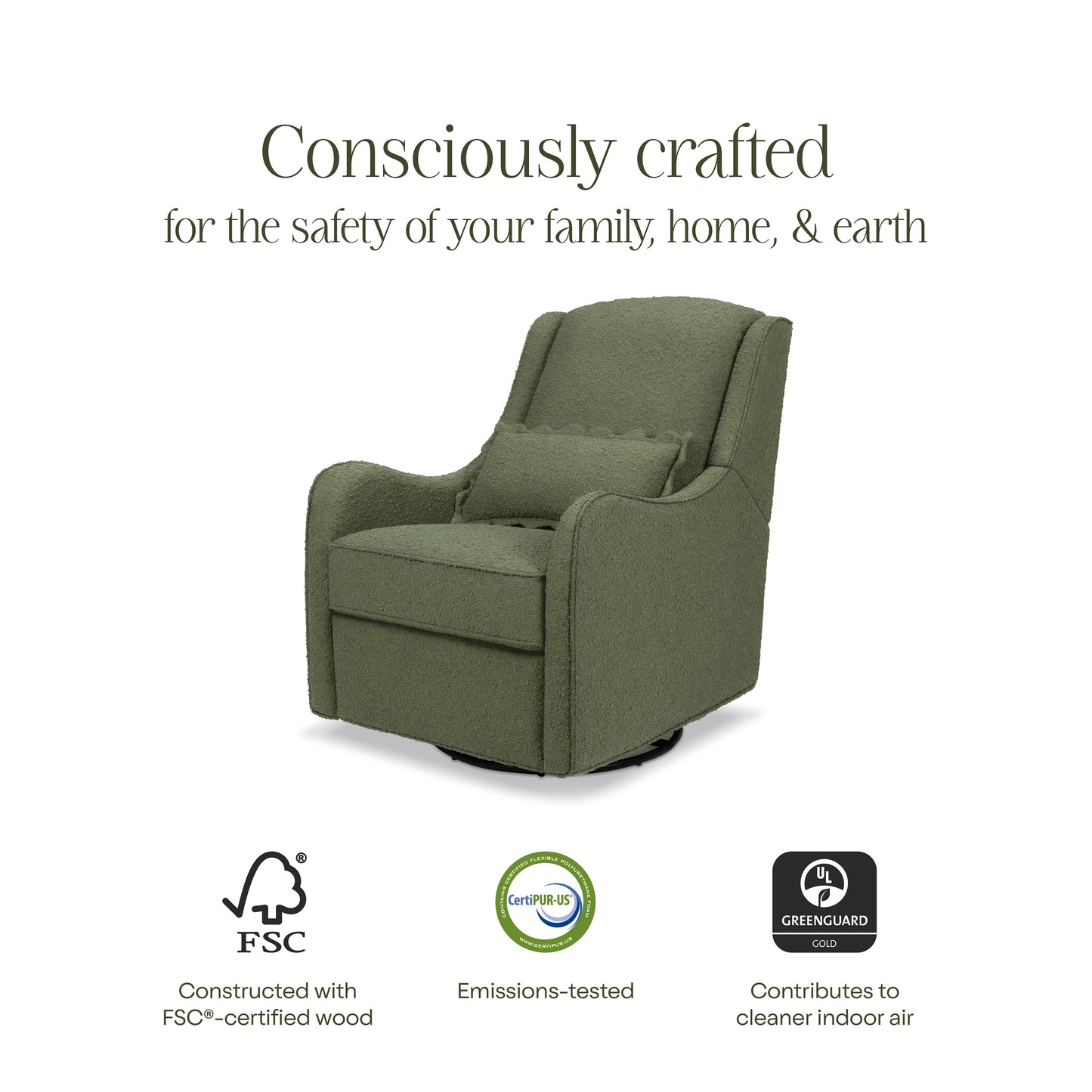 M27787OB,Namesake,Devon Recliner and Swivel Glider in Olive Boucle