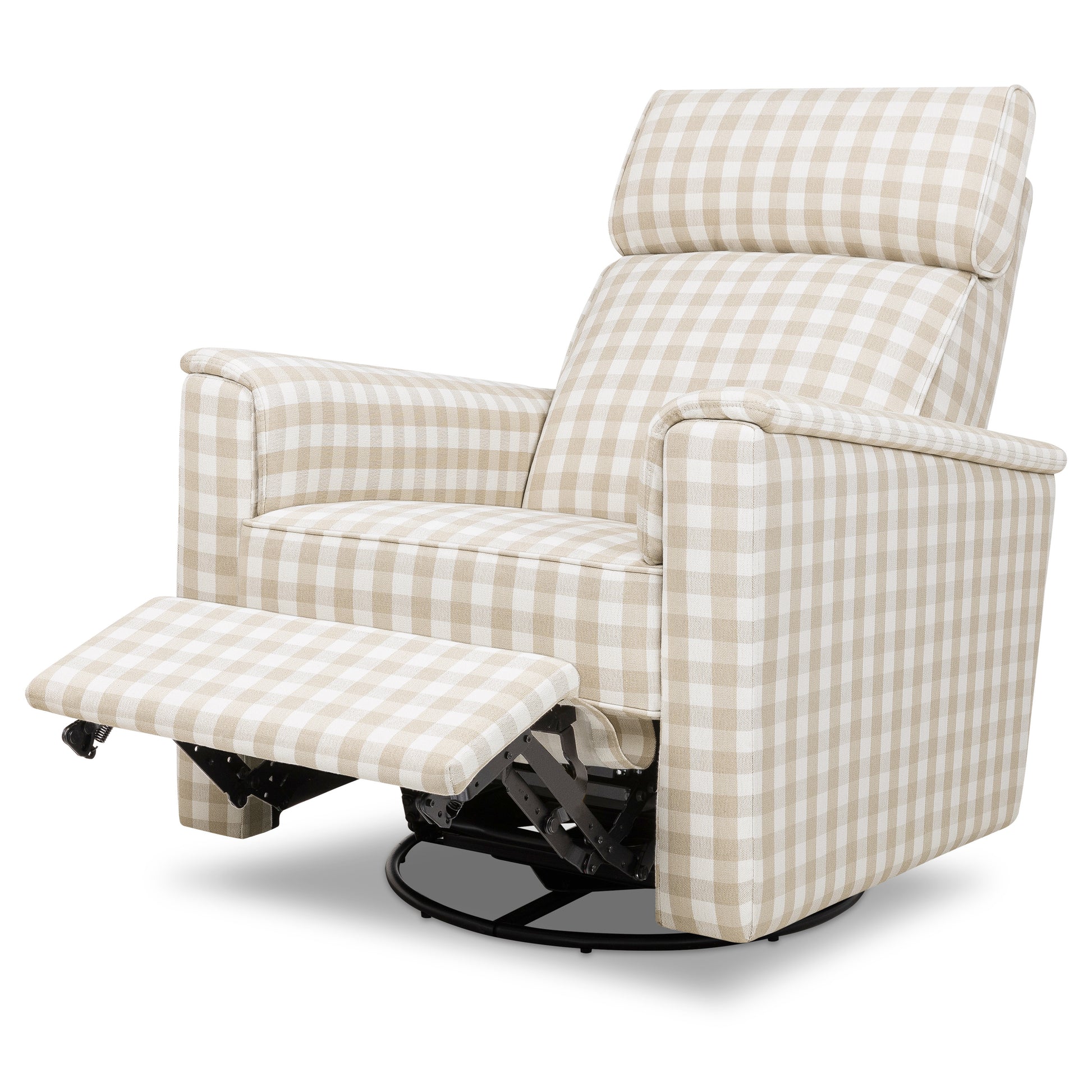 M17186TGH,Namesake,Willa Plus Power Glider Recliner w/ Power Headrest in Tan Gingham