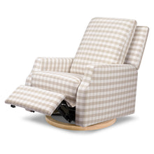 M22286TGHLB,Namesake,Crewe Electronic Swivel Glider Recliner in Tan Gingham with Light Wood Base