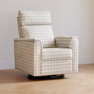 M17182TGH,Namesake,Willa Pro Power Glider Recliner w/ Power Lumbar in Tan Gingham