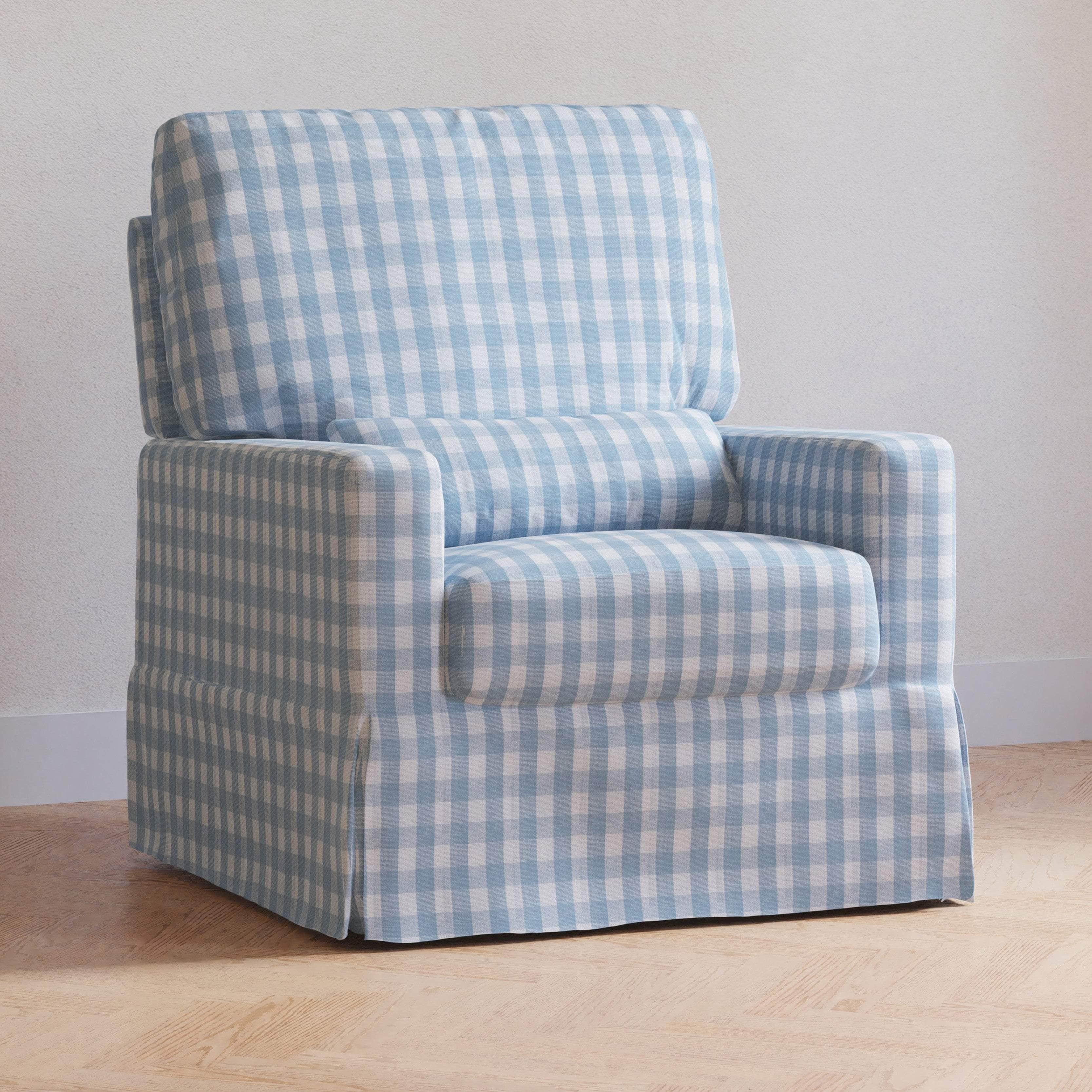 Crawford Pillowback Comfort Swivel Glider in Gingham