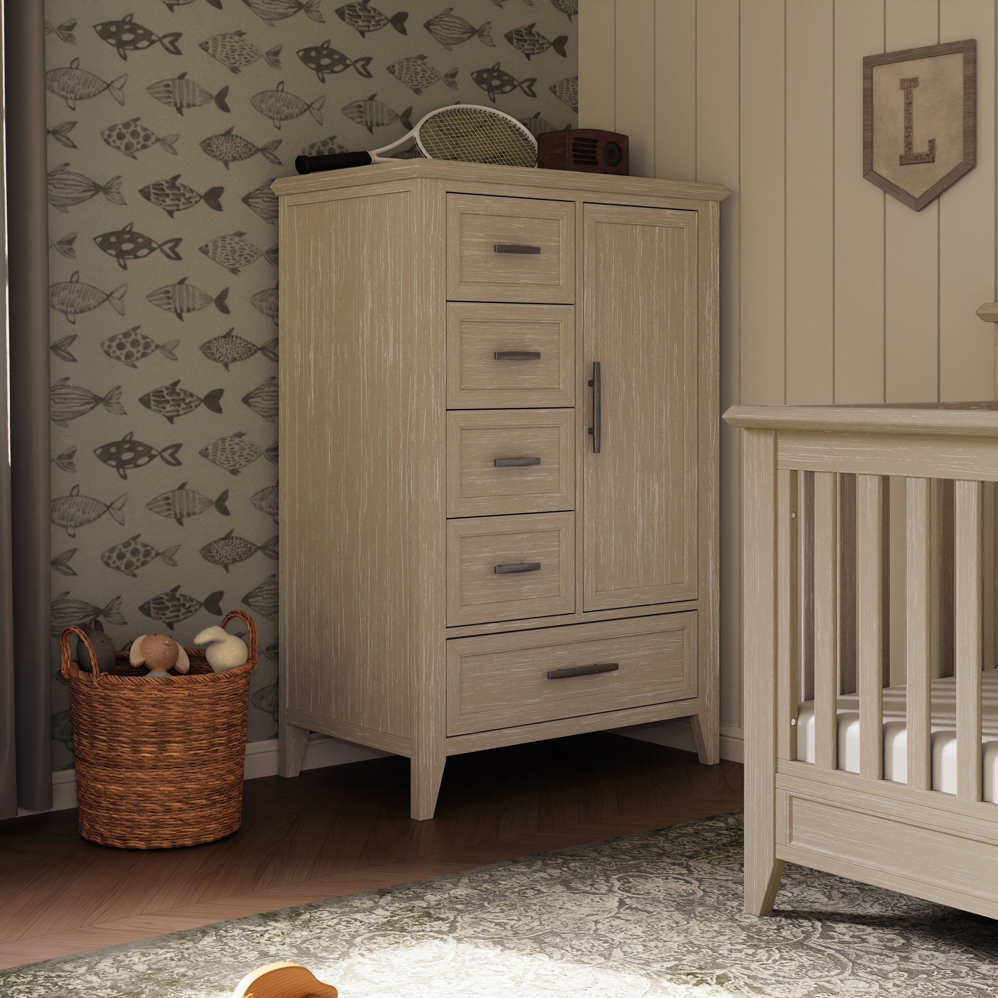 B14427SDB,Monogram by Namesake,Beckett Chifforobe in Sandbar
