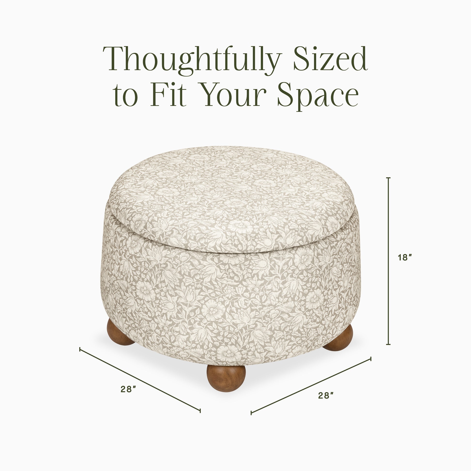 M30985MADF,Namesake,Tuffet Storage Ottoman Mallow in Ash w/ Dark Wood Ball Feet