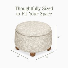 M30985MADF,Namesake,Tuffet Storage Ottoman Mallow in Ash w/ Dark Wood Ball Feet