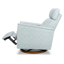 M17186BPBDB,Namesake,Willa Plus Power Glider Recliner w/ Power Headrest in Bellflowers in Powdered Blue w/ Dark Wood Base