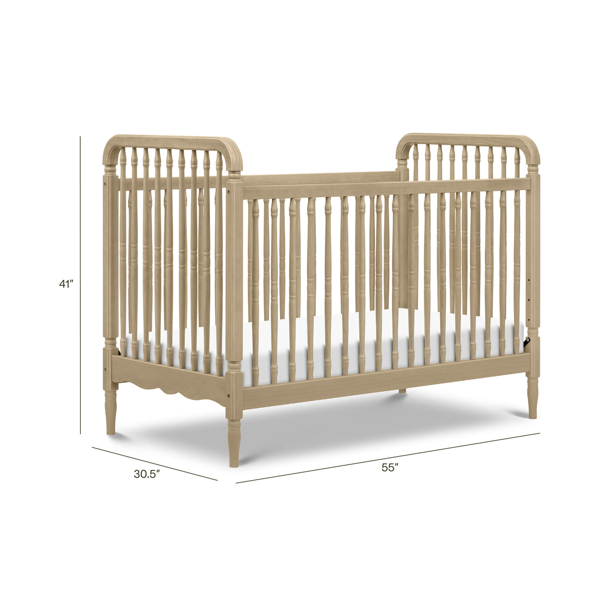 Liberty 3-in-1 Convertible Spindle Crib with Toddler Bed Conversion Kit - dimensions