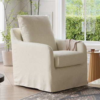 M26587IL,Reese Slipcover Swivel Glider in Ivory Eco-Linen