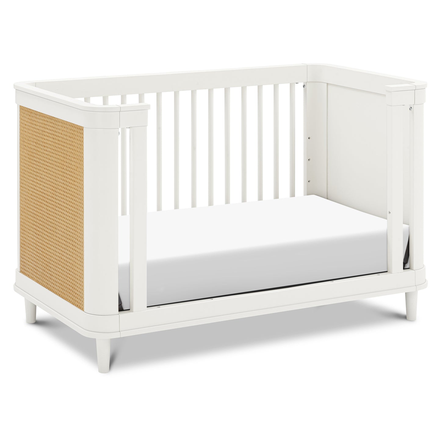 M23701RWHC,Namesake,Marin with Cane 3-in-1 Convertible Crib in Warm White and Honey Cane